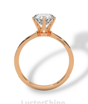Round Solitaire Pave Diamond Engagement Ring – 2ct Six Prong Gold Ring – Dainty Moissanite Bridal Ring – Custom Wedding Ring by LusterShine