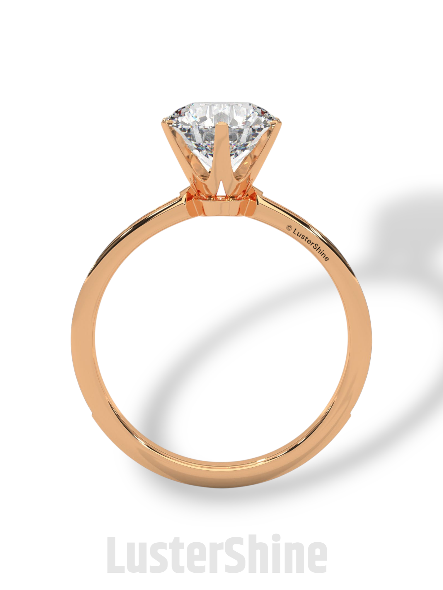 Round Solitaire Pave Diamond Engagement Ring – 2ct Six Prong Gold Ring – Dainty Moissanite Bridal Ring – Custom Wedding Ring by LusterShine