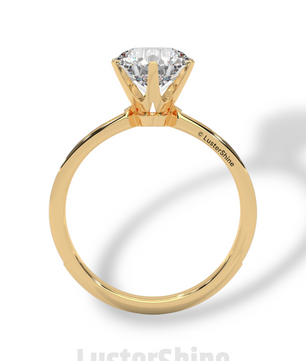 Round Solitaire Pave Diamond Engagement Ring – 2ct Six Prong Gold Ring – Dainty Moissanite Bridal Ring – Custom Wedding Ring by LusterShine