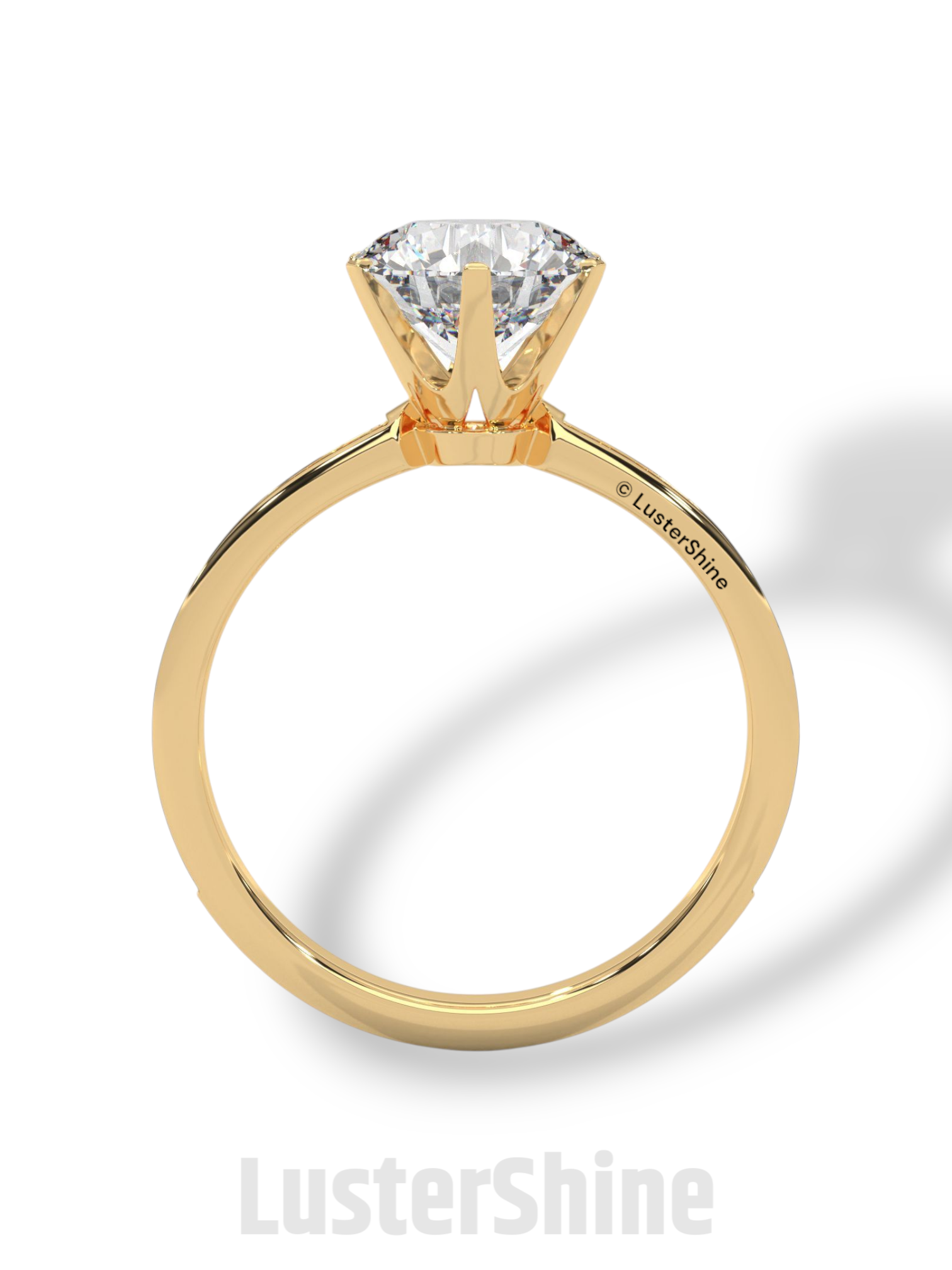 Round Solitaire Pave Diamond Engagement Ring – 2ct Six Prong Gold Ring – Dainty Moissanite Bridal Ring – Custom Wedding Ring by LusterShine