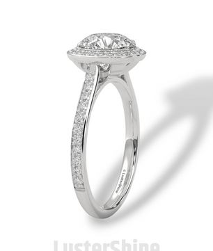 Round Halo Diamond Ring – Pave Engagement Band – 2CT Center Stone – 14K 18K Gold – Custom Bridal Jewelry – Moissanite Diamond