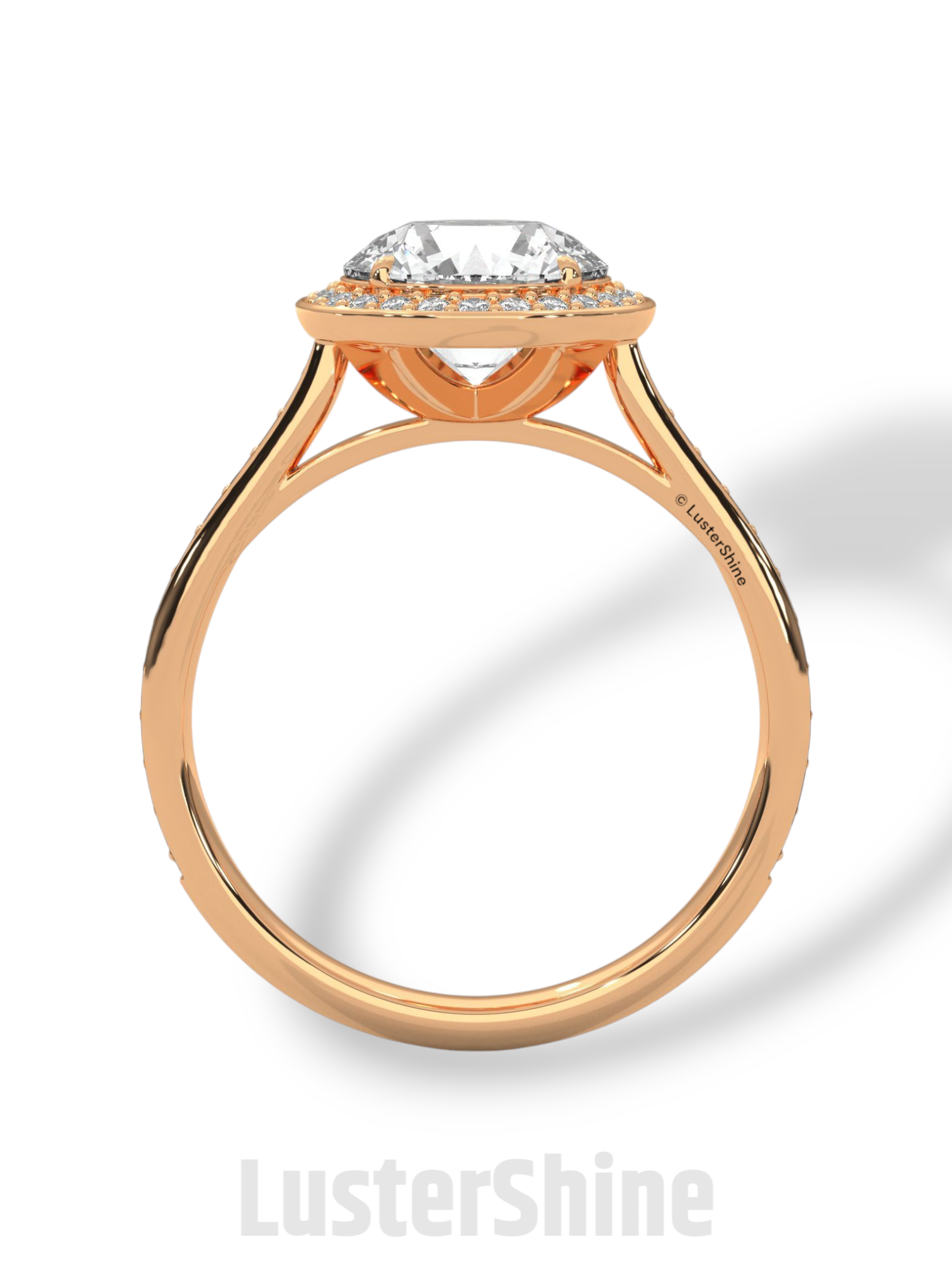 Round Halo Diamond Ring – Pave Engagement Band – 2CT Center Stone – 14K 18K Gold – Custom Bridal Jewelry – Moissanite Diamond