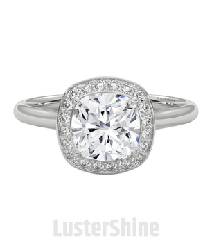 Cushion Halo Diamond Engagement Ring – Cushion Cut Halo Ring – 14K 18K Gold Moissanite Bridal Ring – Cushion Diamond Promise Ring Gift her