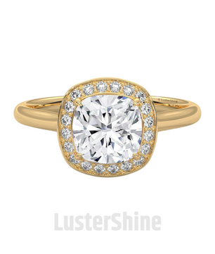 Cushion Halo Diamond Engagement Ring – Cushion Cut Halo Ring – 14K 18K Gold Moissanite Bridal Ring – Cushion Diamond Promise Ring Gift her