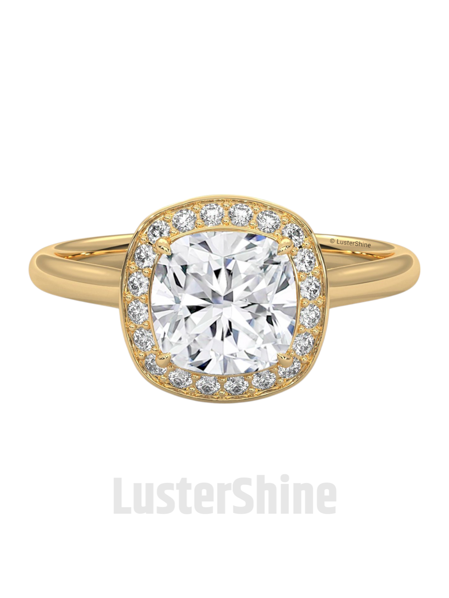 Cushion Halo Diamond Engagement Ring – Cushion Cut Halo Ring – 14K 18K Gold Moissanite Bridal Ring – Cushion Diamond Promise Ring Gift her