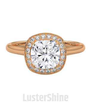 Cushion Halo Diamond Engagement Ring – Cushion Cut Halo Ring – 14K 18K Gold Moissanite Bridal Ring – Cushion Diamond Promise Ring Gift her