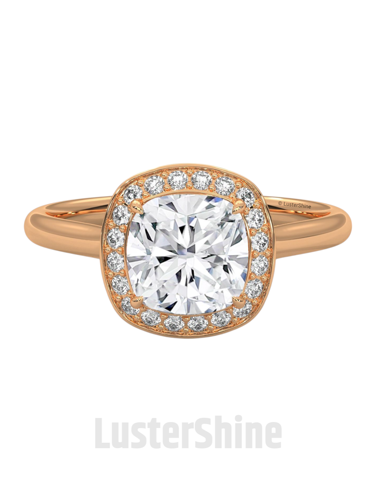 Cushion Halo Diamond Engagement Ring – Cushion Cut Halo Ring – 14K 18K Gold Moissanite Bridal Ring – Cushion Diamond Promise Ring Gift her