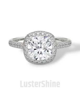 Round Halo Diamond Engagement Ring – 1ct Round Cut Pave Band Ring – 14K Yellow Gold Bridal Ring – Moissanite Diamond Dainty Custom Ring Gift
