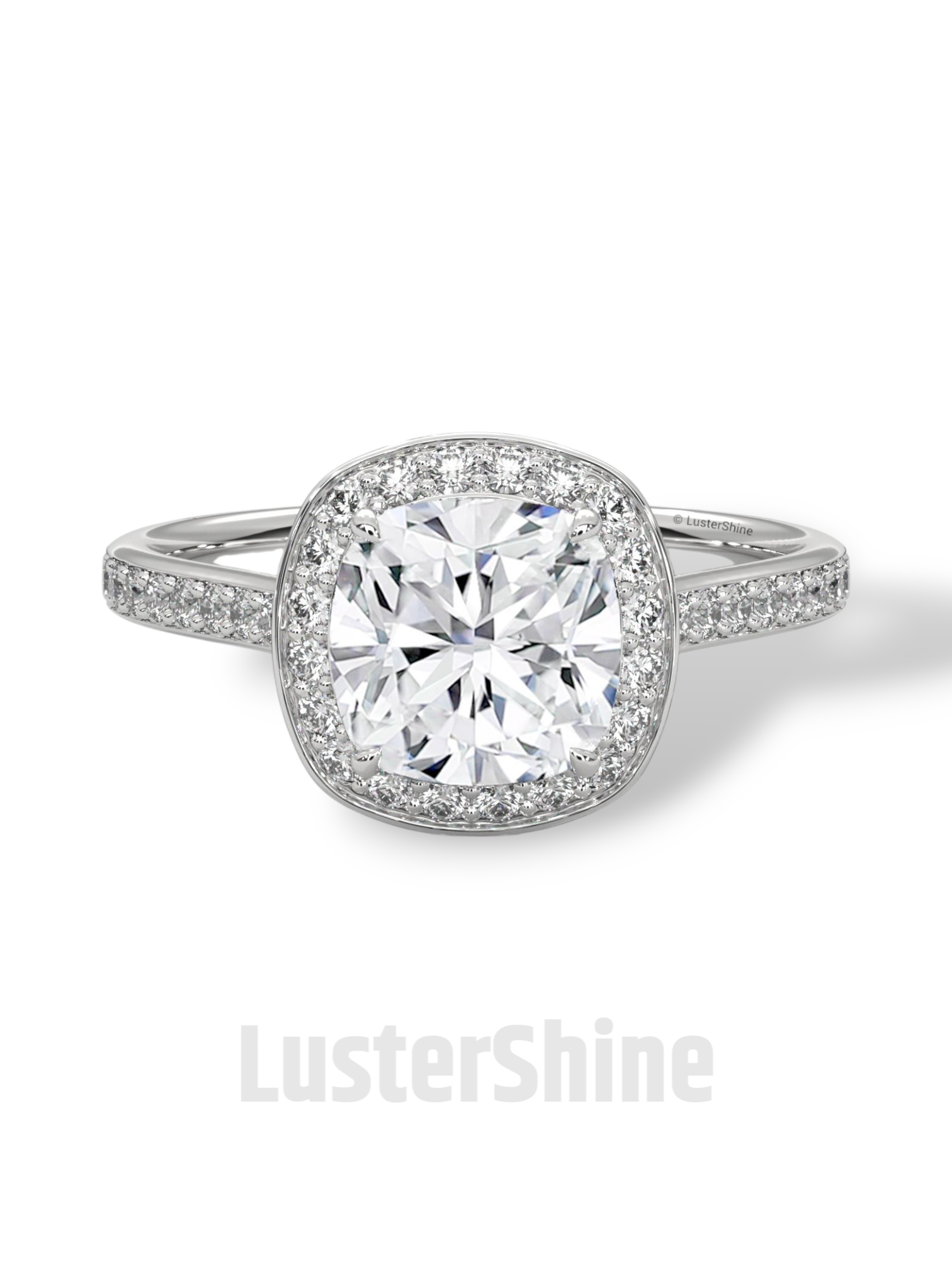 Round Halo Diamond Engagement Ring – 1ct Round Cut Pave Band Ring – 14K Yellow Gold Bridal Ring – Moissanite Diamond Dainty Custom Ring Gift