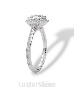 Round Halo Diamond Engagement Ring – 1ct Round Cut Pave Band Ring – 14K Yellow Gold Bridal Ring – Moissanite Diamond Dainty Custom Ring Gift