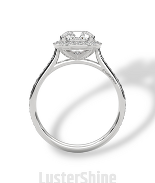 Round Halo Diamond Engagement Ring – 1ct Round Cut Pave Band Ring – 14K Yellow Gold Bridal Ring – Moissanite Diamond Dainty Custom Ring Gift