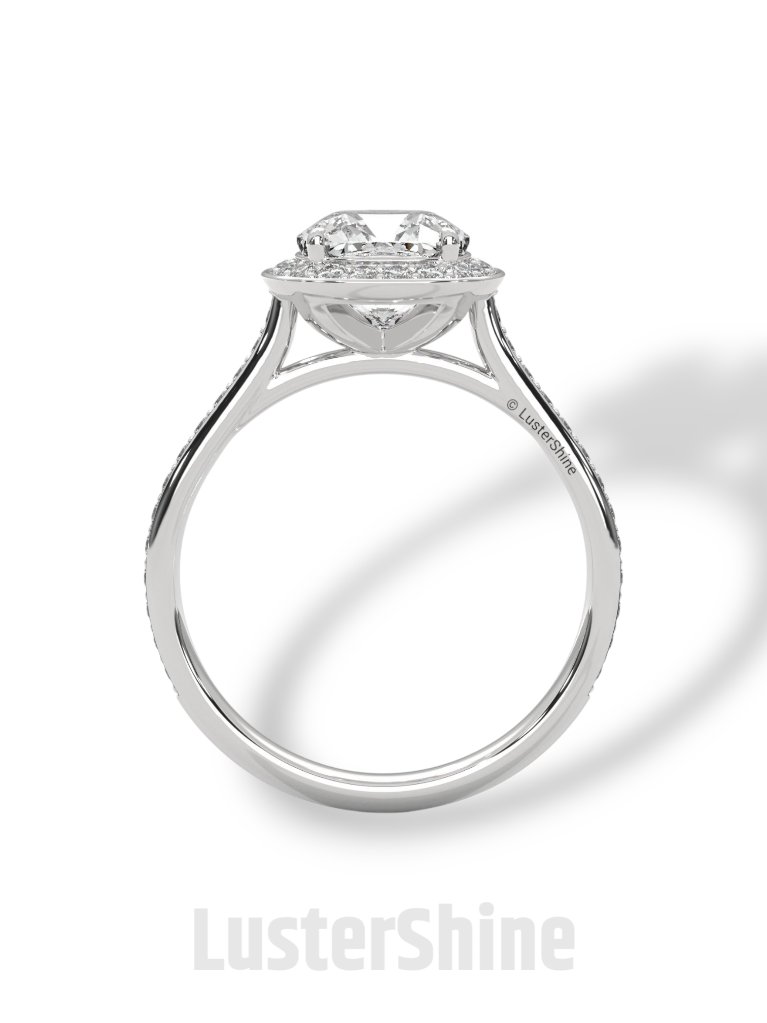 Round Halo Diamond Engagement Ring – 1ct Round Cut Pave Band Ring – 14K Yellow Gold Bridal Ring – Moissanite Diamond Dainty Custom Ring Gift