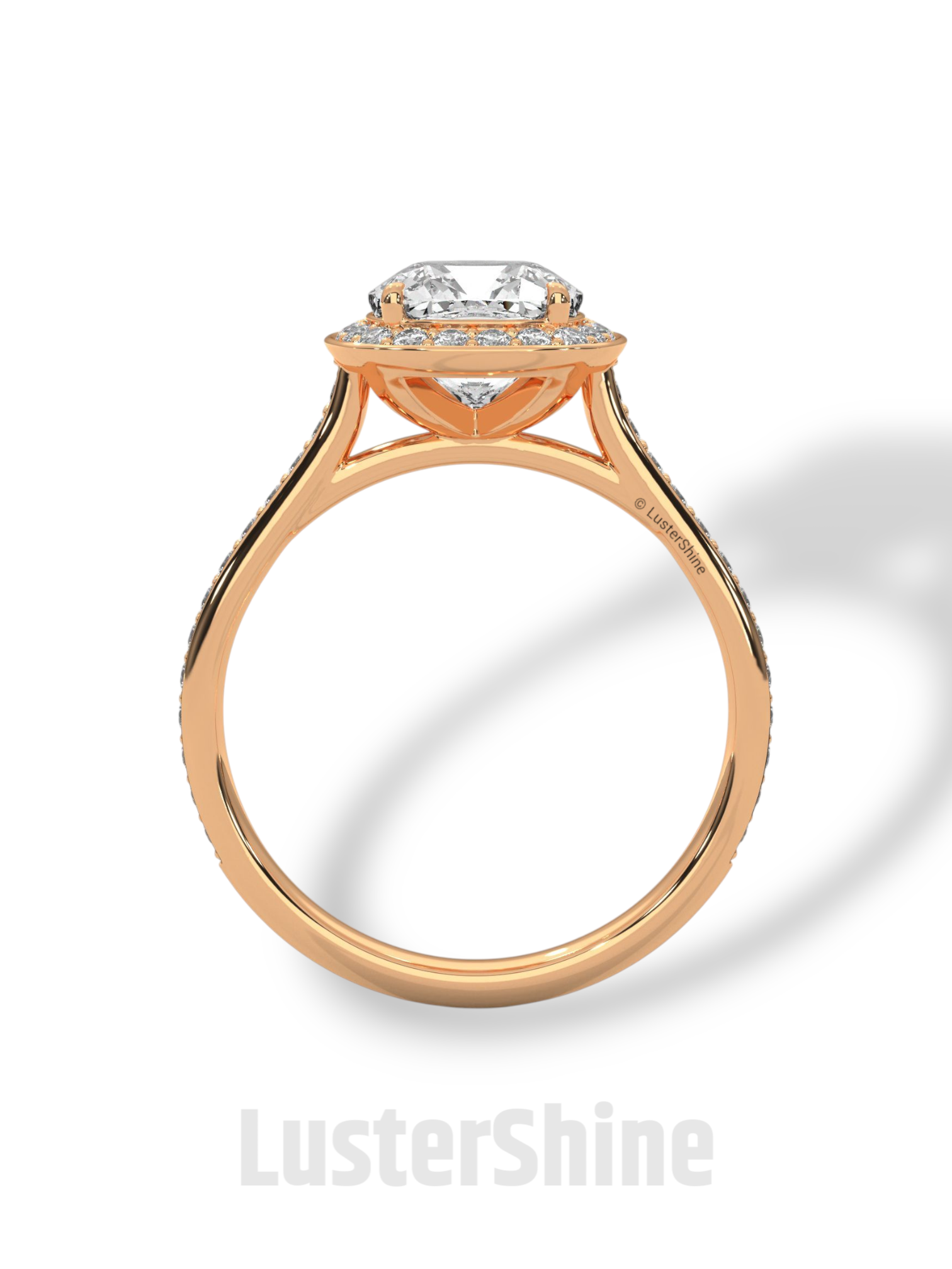 Round Halo Diamond Engagement Ring – 1ct Round Cut Pave Band Ring – 14K Yellow Gold Bridal Ring – Moissanite Diamond Dainty Custom Ring Gift