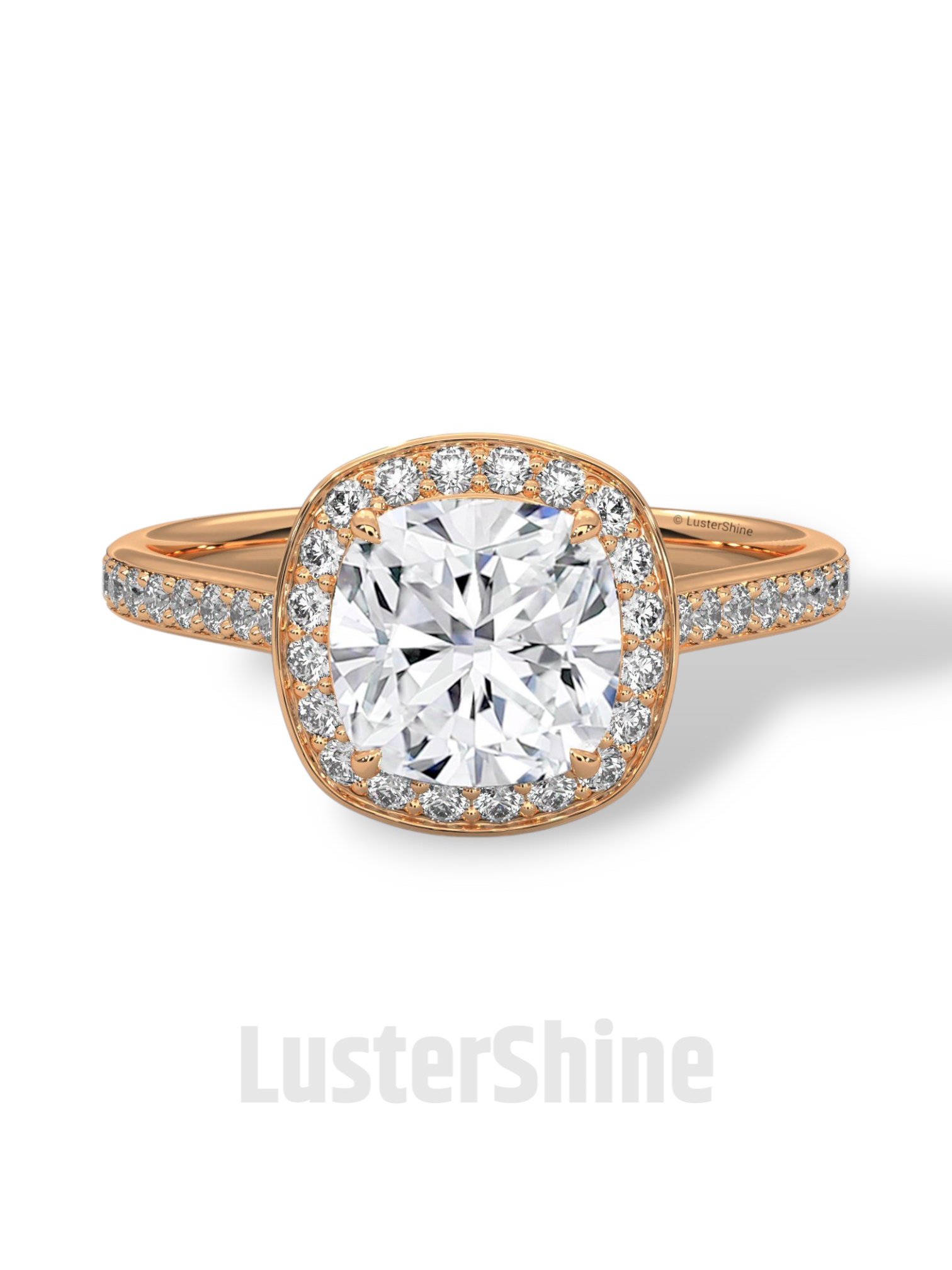 Round Halo Diamond Engagement Ring – 1ct Round Cut Pave Band Ring – 14K Yellow Gold Bridal Ring – Moissanite Diamond Dainty Custom Ring Gift