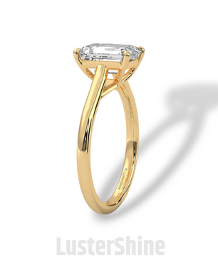 Emerald Cut Solitaire Engagement Ring – 2ct Moissanite Diamond 925 Silver, 14K 18K Gold & Platinum Ring – Minimalist Solitaire Ring for Her