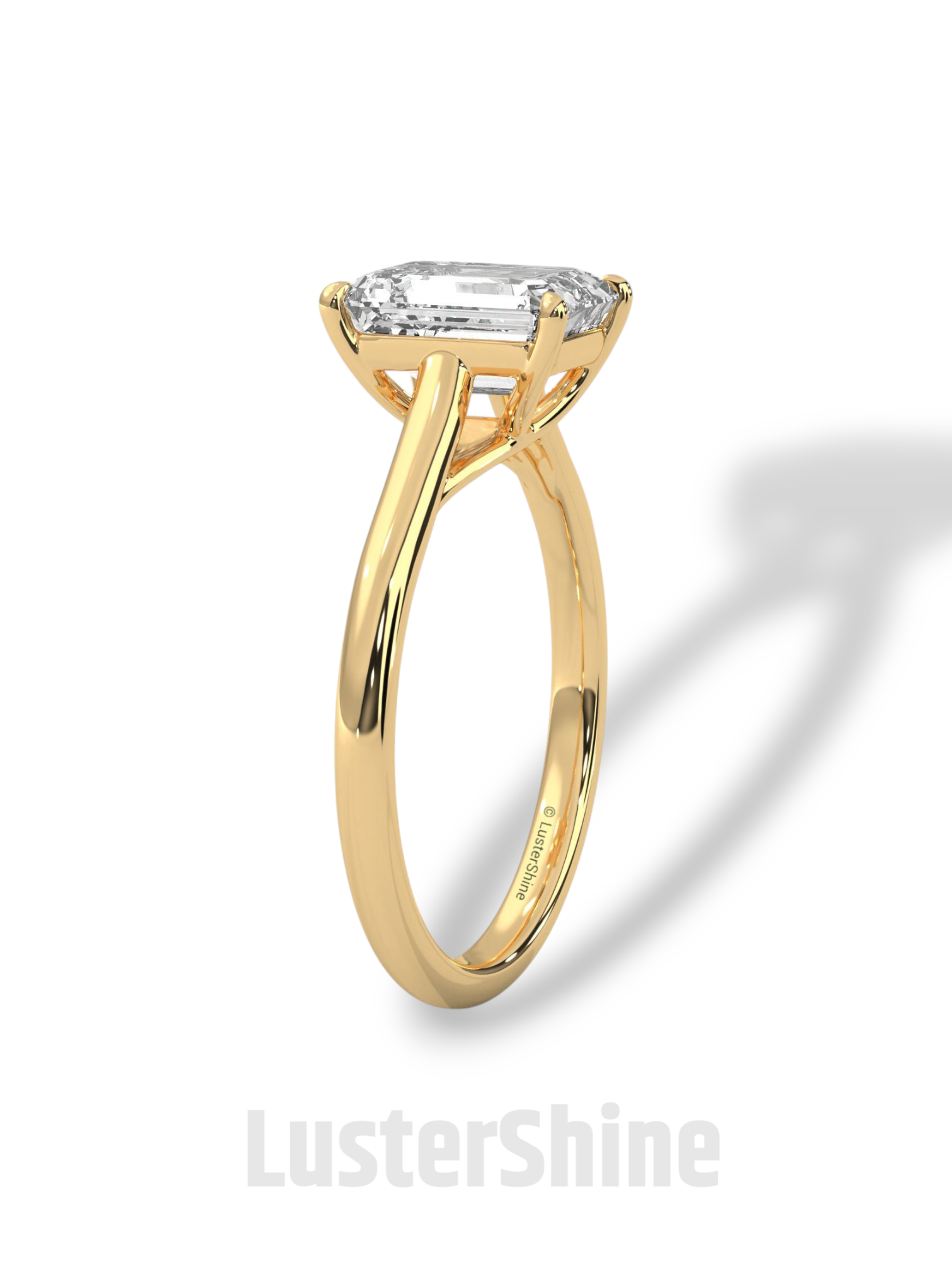 Emerald Cut Solitaire Engagement Ring – 2ct Moissanite Diamond 925 Silver, 14K 18K Gold & Platinum Ring – Minimalist Solitaire Ring for Her