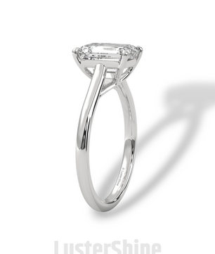 Emerald Cut Solitaire Engagement Ring – 2ct Moissanite Diamond 925 Silver, 14K 18K Gold & Platinum Ring – Minimalist Solitaire Ring for Her