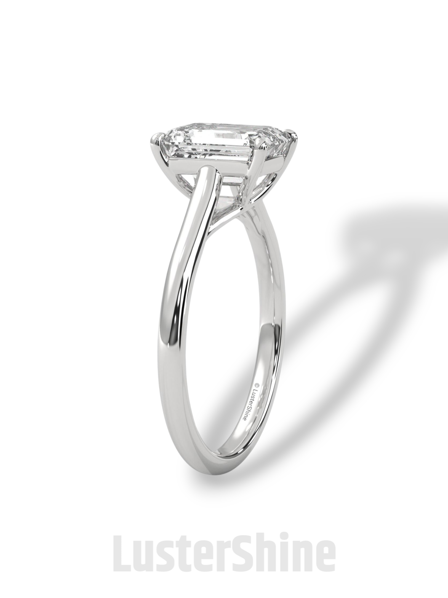 Emerald Cut Solitaire Engagement Ring – 2ct Moissanite Diamond 925 Silver, 14K 18K Gold & Platinum Ring – Minimalist Solitaire Ring for Her