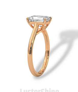 Emerald Cut Solitaire Engagement Ring – 2ct Moissanite Diamond 925 Silver, 14K 18K Gold & Platinum Ring – Minimalist Solitaire Ring for Her