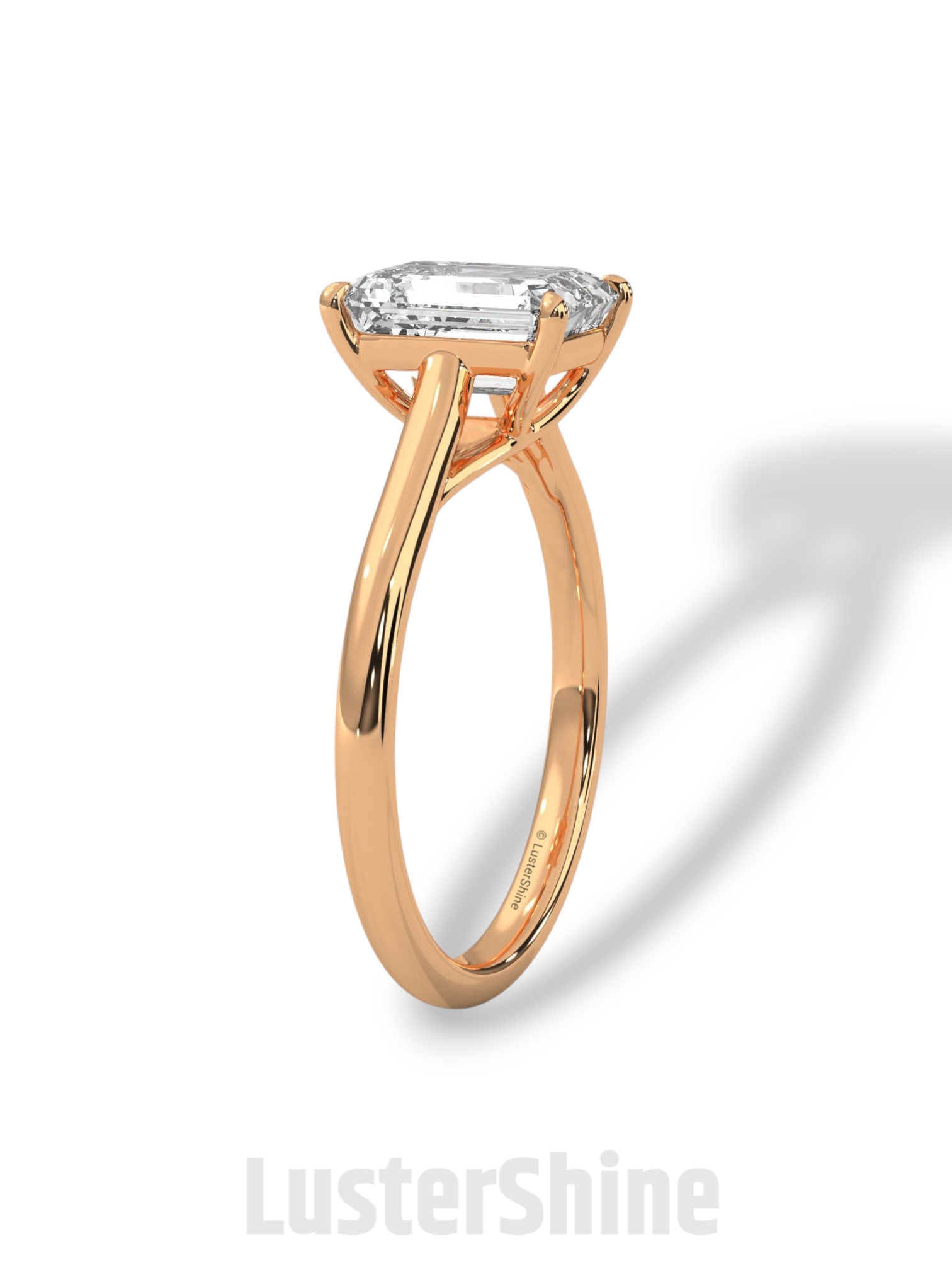 Emerald Cut Solitaire Engagement Ring – 2ct Moissanite Diamond 925 Silver, 14K 18K Gold & Platinum Ring – Minimalist Solitaire Ring for Her