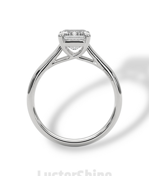 Emerald Cut Solitaire Engagement Ring – 2ct Moissanite Diamond 925 Silver, 14K 18K Gold & Platinum Ring – Minimalist Solitaire Ring for Her