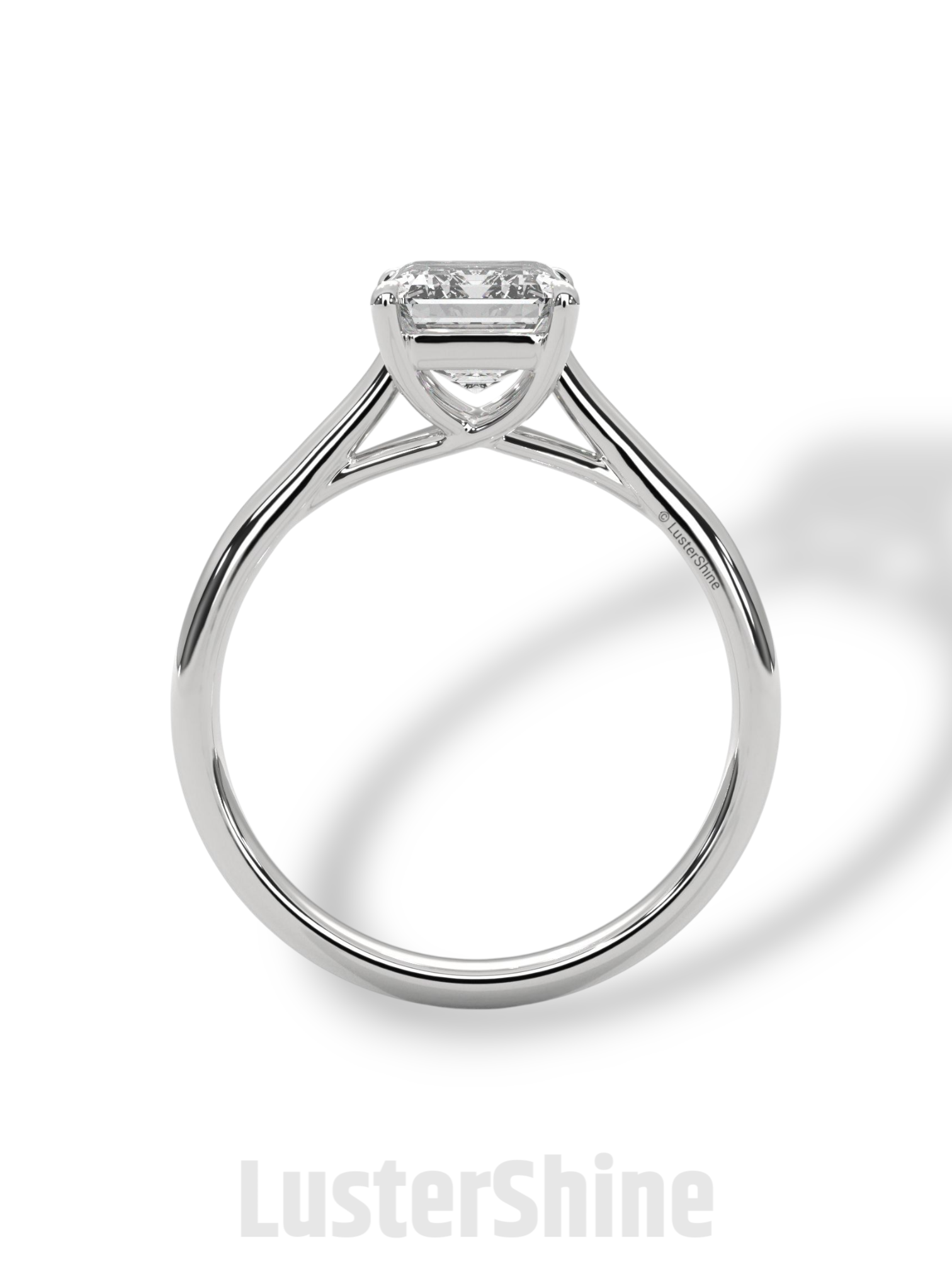 Emerald Cut Solitaire Engagement Ring – 2ct Moissanite Diamond 925 Silver, 14K 18K Gold & Platinum Ring – Minimalist Solitaire Ring for Her