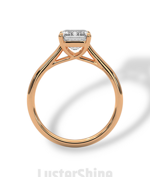 Emerald Cut Solitaire Engagement Ring – 2ct Moissanite Diamond 925 Silver, 14K 18K Gold & Platinum Ring – Minimalist Solitaire Ring for Her