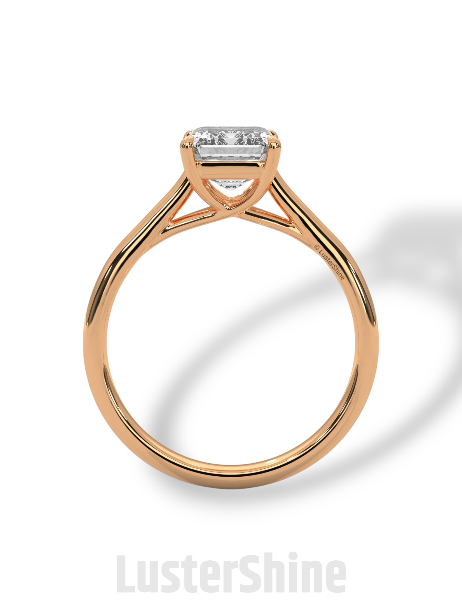 Emerald Cut Solitaire Engagement Ring – 2ct Moissanite Diamond 925 Silver, 14K 18K Gold & Platinum Ring – Minimalist Solitaire Ring for Her