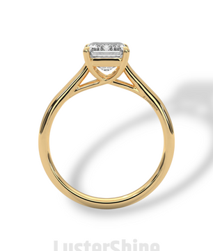 Emerald Cut Solitaire Engagement Ring – 2ct Moissanite Diamond 925 Silver, 14K 18K Gold & Platinum Ring – Minimalist Solitaire Ring for Her