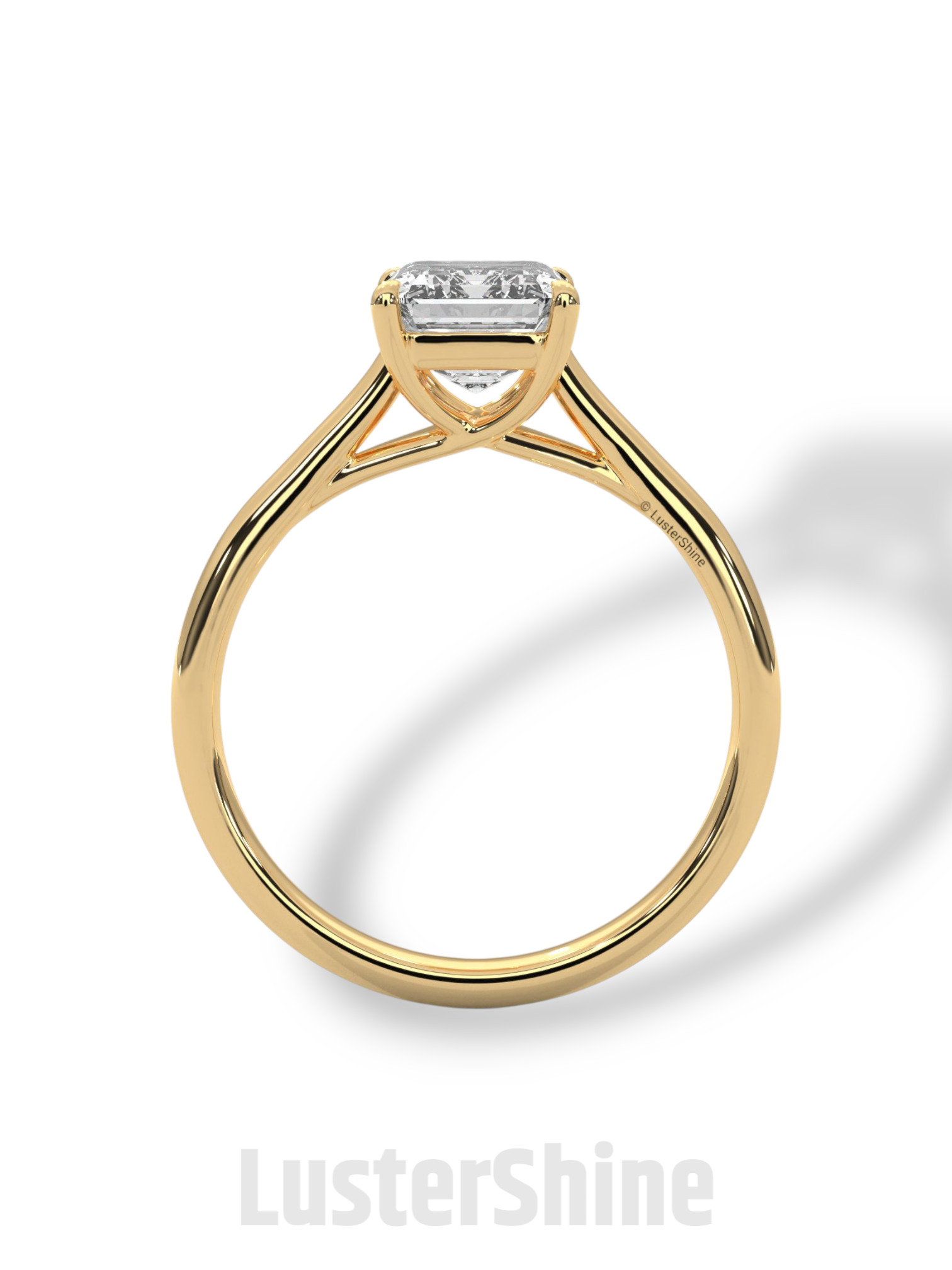 Emerald Cut Solitaire Engagement Ring – 2ct Moissanite Diamond 925 Silver, 14K 18K Gold & Platinum Ring – Minimalist Solitaire Ring for Her