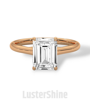 Emerald Cut Solitaire Engagement Ring – 2ct Moissanite Diamond 925 Silver, 14K 18K Gold & Platinum Ring – Minimalist Solitaire Ring for Her