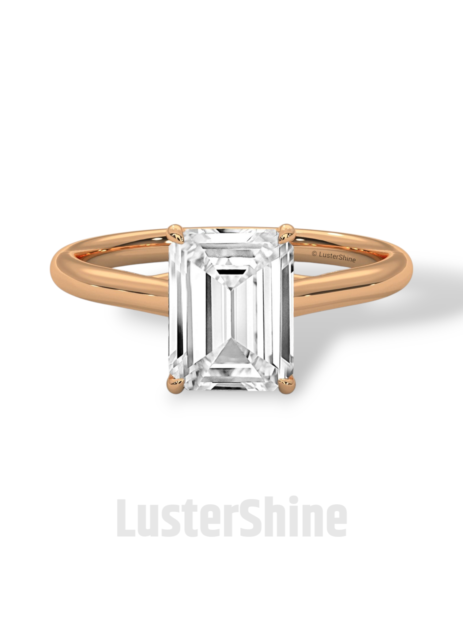 Emerald Cut Solitaire Engagement Ring – 2ct Moissanite Diamond 925 Silver, 14K 18K Gold & Platinum Ring – Minimalist Solitaire Ring for Her