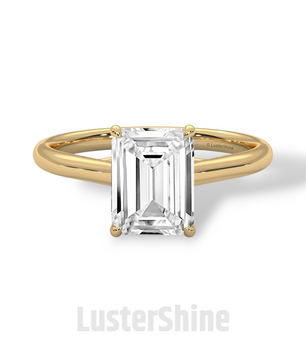Emerald Cut Solitaire Engagement Ring – 2ct Moissanite Diamond 925 Silver, 14K 18K Gold & Platinum Ring – Minimalist Solitaire Ring for Her