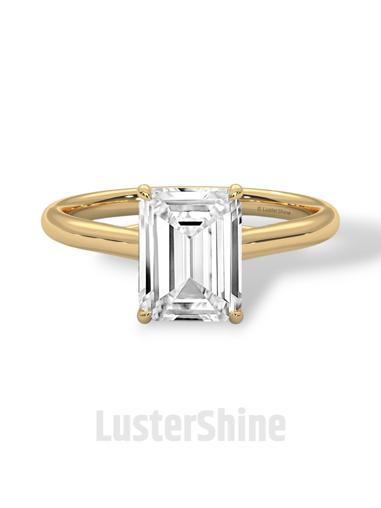 Emerald Cut Solitaire Engagement Ring – 2ct Moissanite Diamond 925 Silver, 14K 18K Gold & Platinum Ring – Minimalist Solitaire Ring for Her