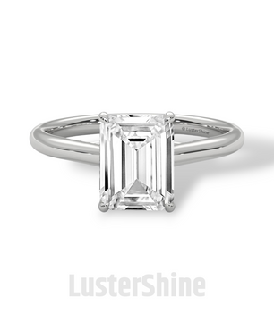 Emerald Cut Solitaire Engagement Ring – 2ct Moissanite Diamond 925 Silver, 14K 18K Gold & Platinum Ring – Minimalist Solitaire Ring for Her