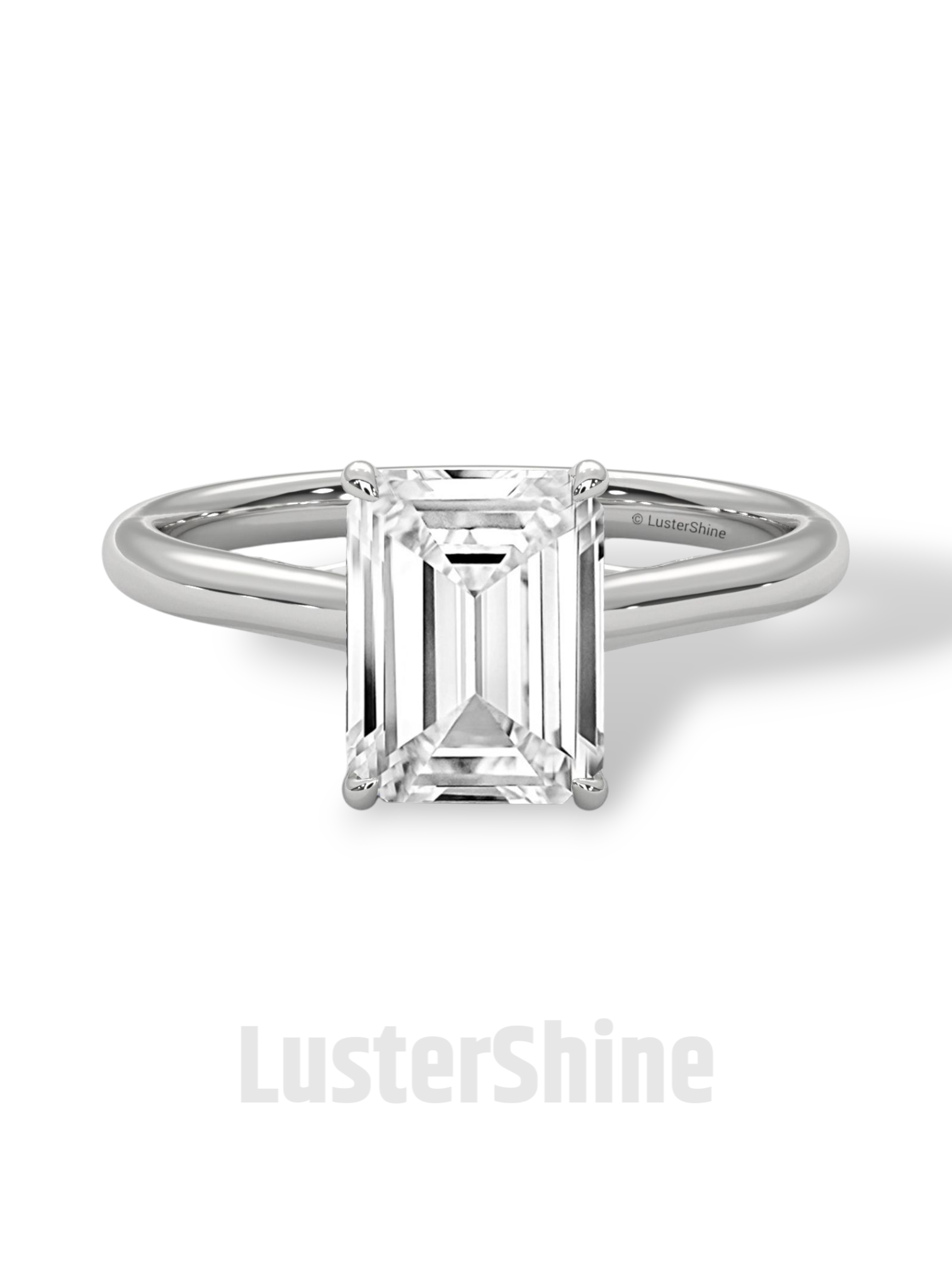 Emerald Cut Solitaire Engagement Ring – 2ct Moissanite Diamond 925 Silver, 14K 18K Gold & Platinum Ring – Minimalist Solitaire Ring for Her