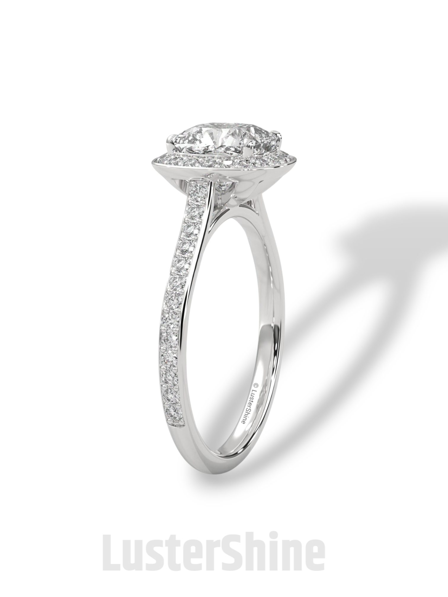 2 Carat Cushion Halo Engagement Ring – Diamond or Moissanite Ring – Pave Band in 925 Silver, 14K Gold White Gold – Custom Bridal Jewelry