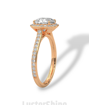2 Carat Cushion Halo Engagement Ring – Diamond or Moissanite Ring – Pave Band in 925 Silver, 14K Gold White Gold – Custom Bridal Jewelry