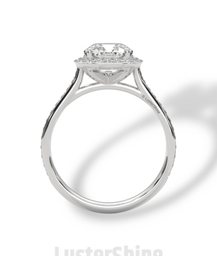 2 Carat Cushion Halo Engagement Ring – Diamond or Moissanite Ring – Pave Band in 925 Silver, 14K Gold White Gold – Custom Bridal Jewelry