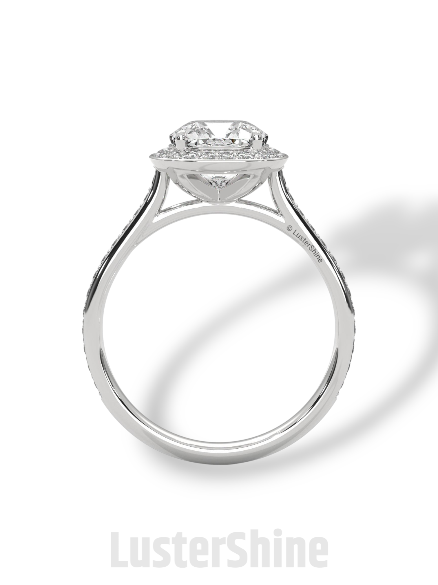 2 Carat Cushion Halo Engagement Ring – Diamond or Moissanite Ring – Pave Band in 925 Silver, 14K Gold White Gold – Custom Bridal Jewelry