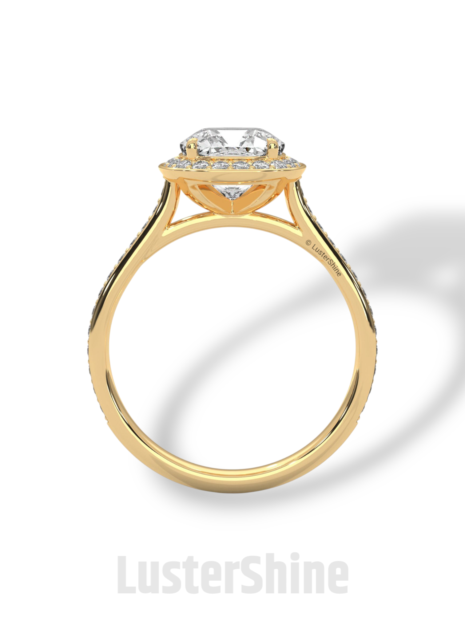 2 Carat Cushion Halo Engagement Ring – Diamond or Moissanite Ring – Pave Band in 925 Silver, 14K Gold White Gold – Custom Bridal Jewelry