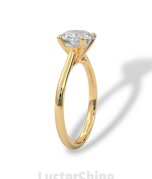 Round Diamond Solitaire Engagement Ring – 2 Carat Four Prong Minimalist Gold Ring – Classic Ring by LusterShine Simple Wedding Jewelry Gift