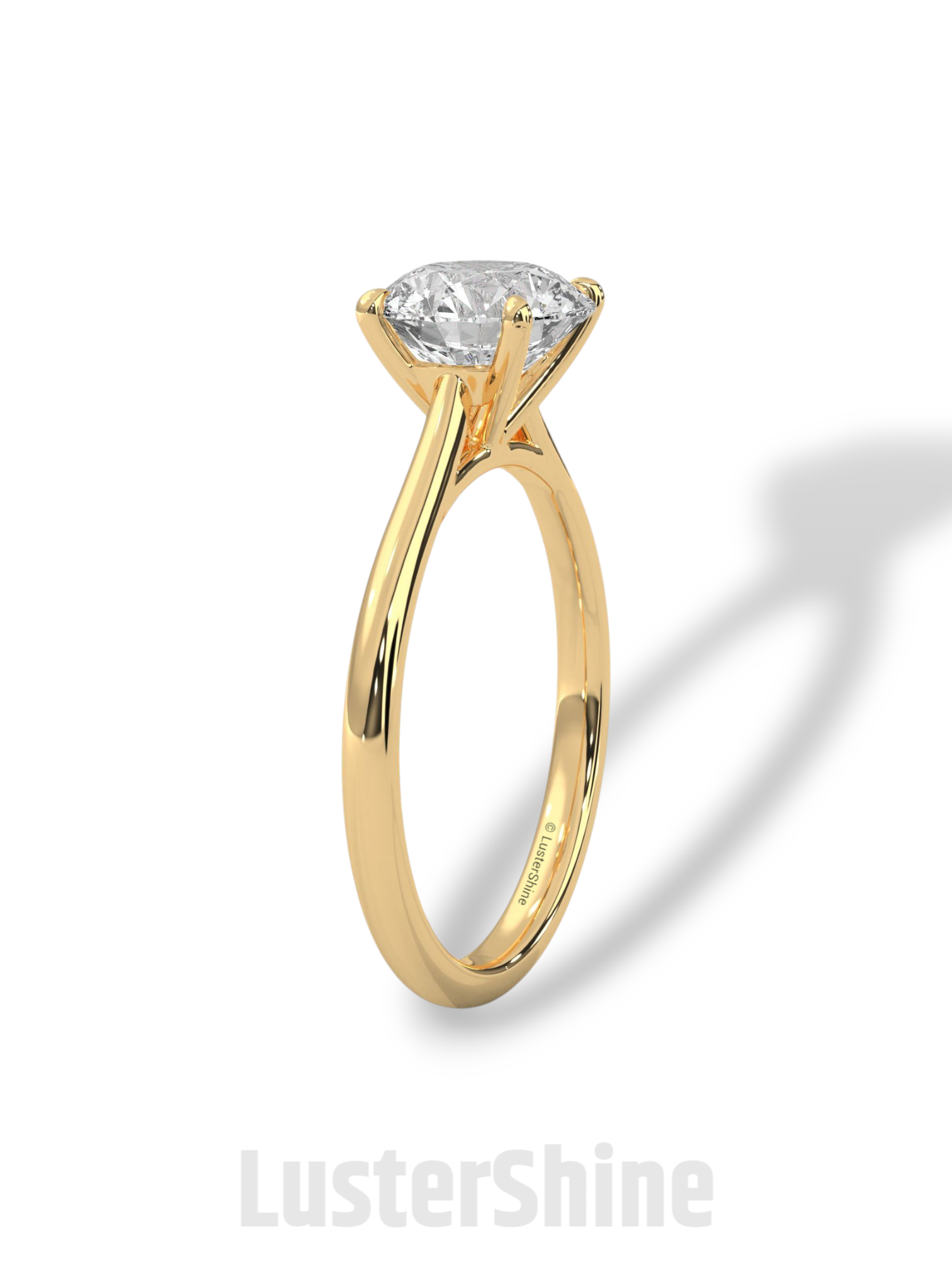 Round Diamond Solitaire Engagement Ring – 2 Carat Four Prong Minimalist Gold Ring – Classic Ring by LusterShine Simple Wedding Jewelry Gift