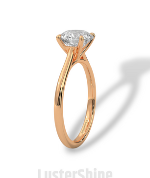 Round Diamond Solitaire Engagement Ring – 2 Carat Four Prong Minimalist Gold Ring – Classic Ring by LusterShine Simple Wedding Jewelry Gift