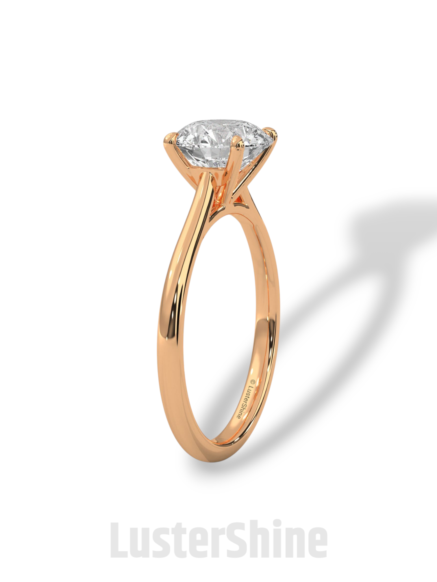 Round Diamond Solitaire Engagement Ring – 2 Carat Four Prong Minimalist Gold Ring – Classic Ring by LusterShine Simple Wedding Jewelry Gift