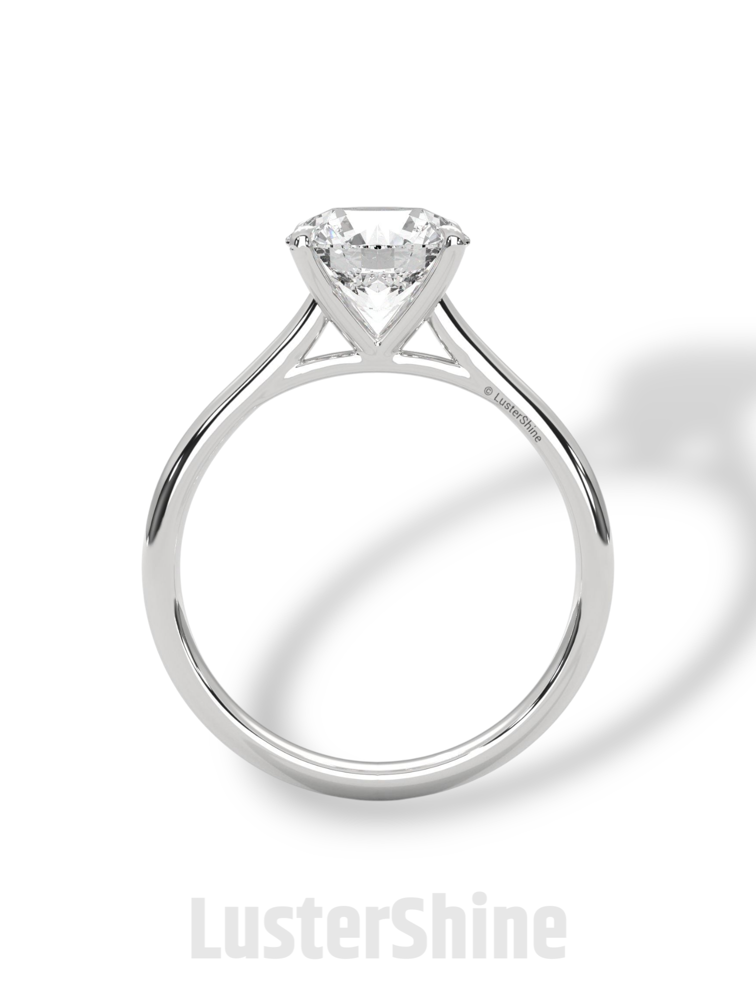 Round Diamond Solitaire Engagement Ring – 2 Carat Four Prong Minimalist Gold Ring – Classic Ring by LusterShine Simple Wedding Jewelry Gift