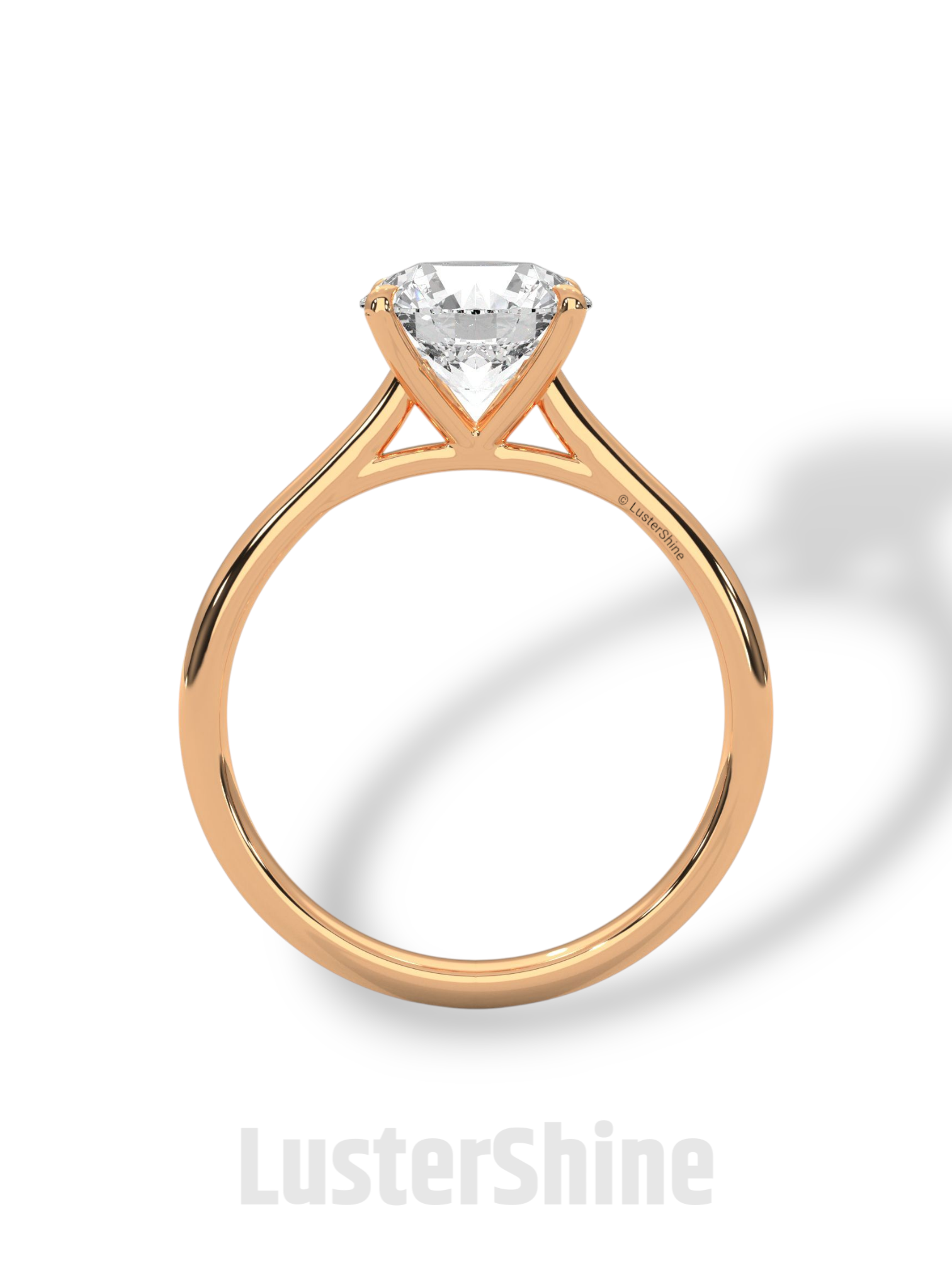 Round Diamond Solitaire Engagement Ring – 2 Carat Four Prong Minimalist Gold Ring – Classic Ring by LusterShine Simple Wedding Jewelry Gift