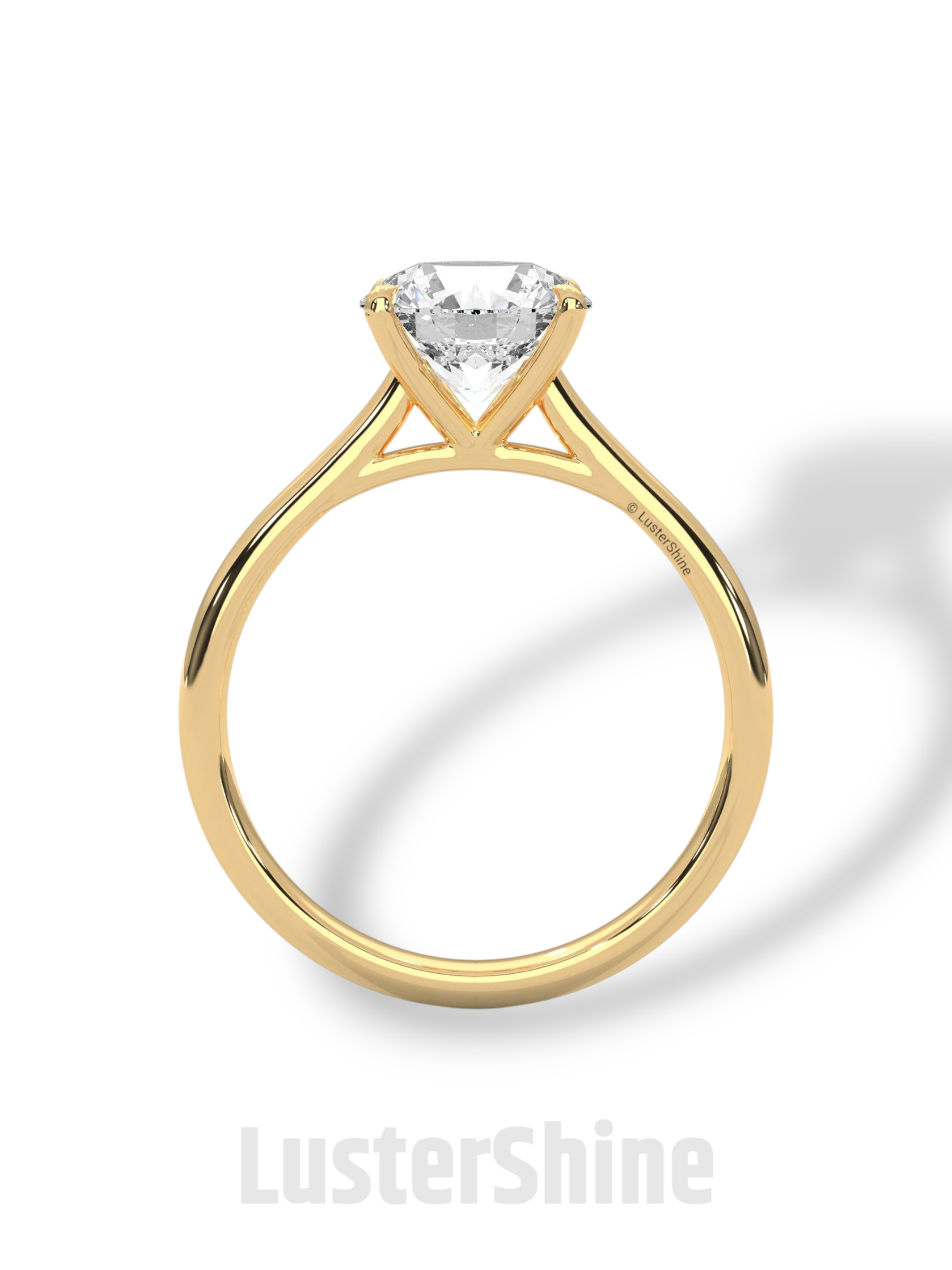 Round Diamond Solitaire Engagement Ring – 2 Carat Four Prong Minimalist Gold Ring – Classic Ring by LusterShine Simple Wedding Jewelry Gift