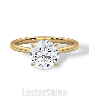 Round Diamond Solitaire Engagement Ring – 2 Carat Four Prong Minimalist Gold Ring – Classic Ring by LusterShine Simple Wedding Jewelry Gift