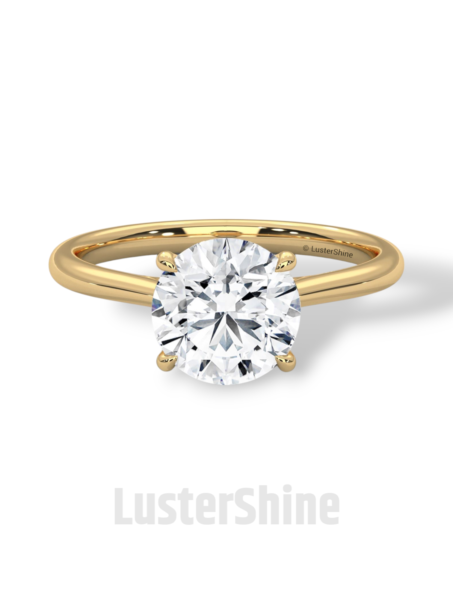 Round Diamond Solitaire Engagement Ring – 2 Carat Four Prong Minimalist Gold Ring – Classic Ring by LusterShine Simple Wedding Jewelry Gift